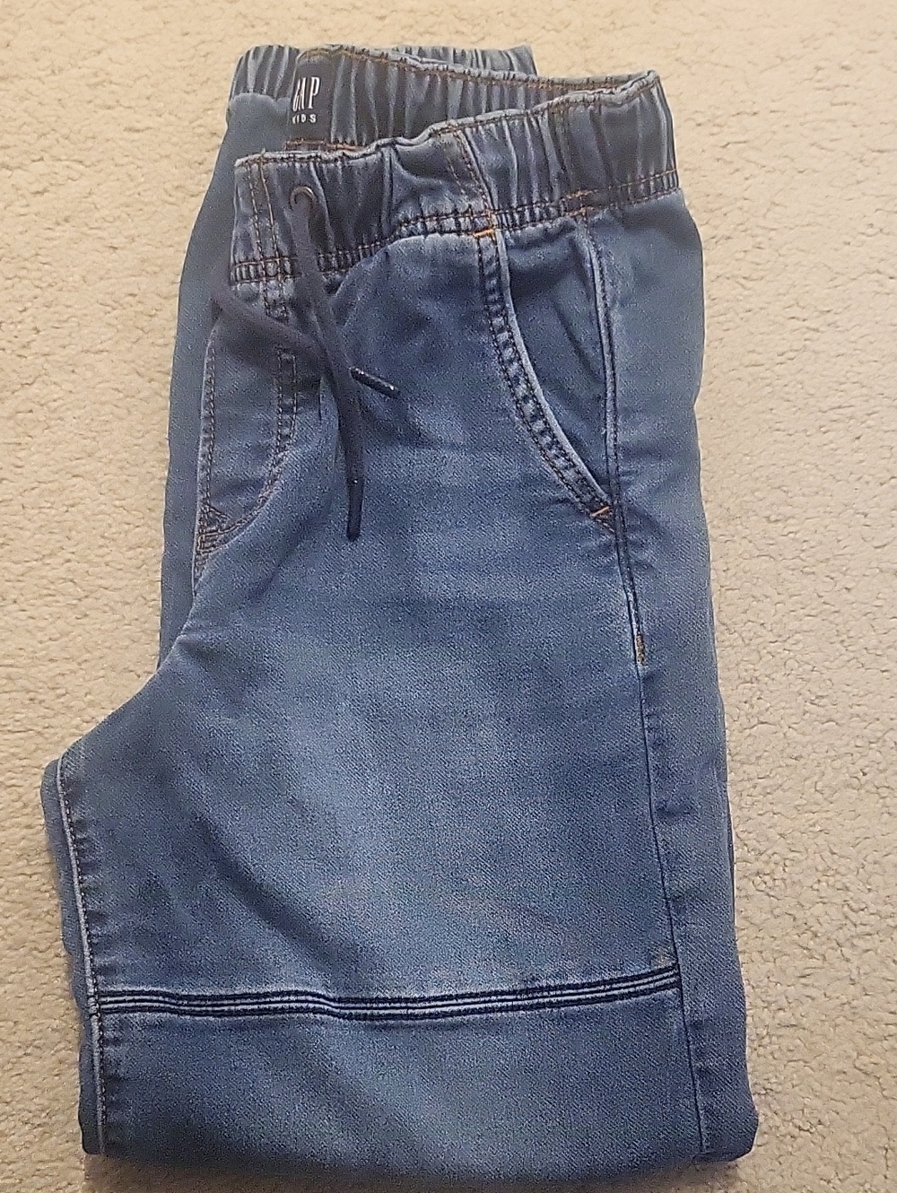 GAP Kids Denim Jogger Pants in Blue with Drawstring